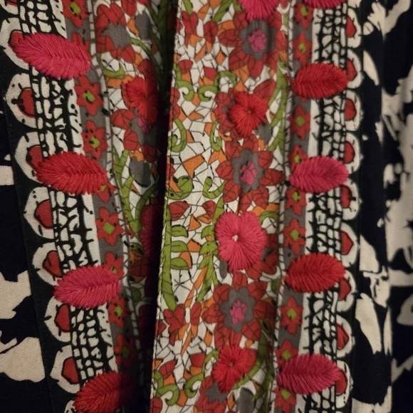 CHOICES Boho Artsy Abstract Cotton Embroidered Open Front Cardigan Women's SZ XL - Picture 4 of 14